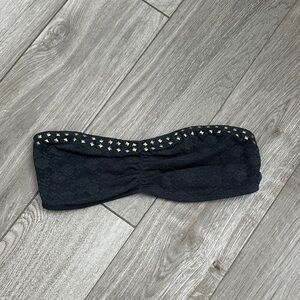 Victoria’s Secret Studded Dark Grey Lace Bandeau Top